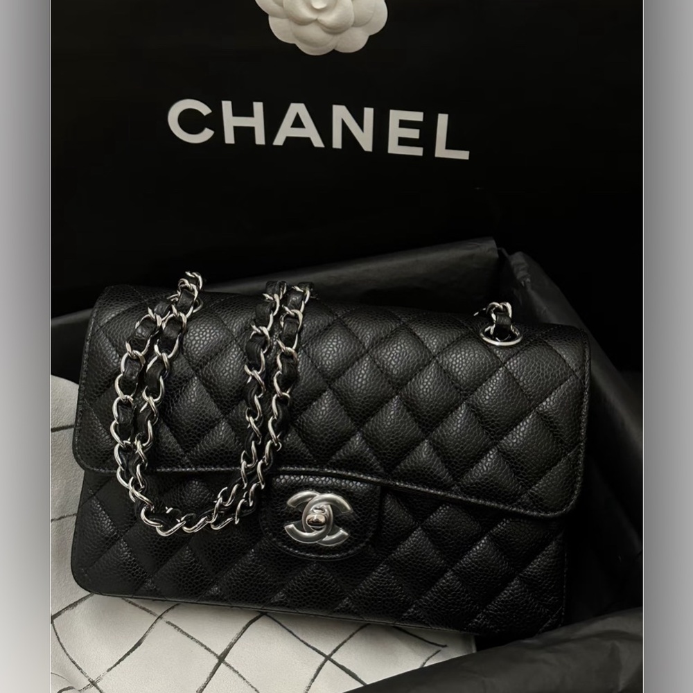 $7499 Chanel CF Small Black Quilted Leather Bag